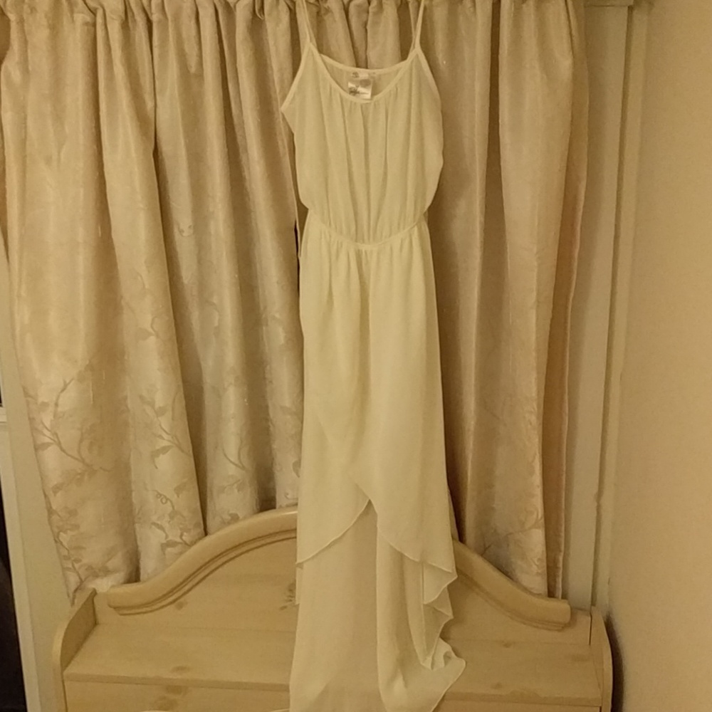 Cream high low sheer dress
