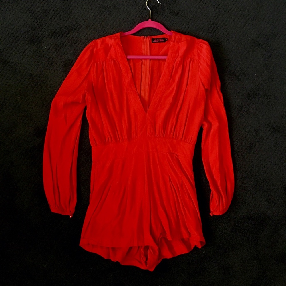 Bright Red Long-Sleeve Romper