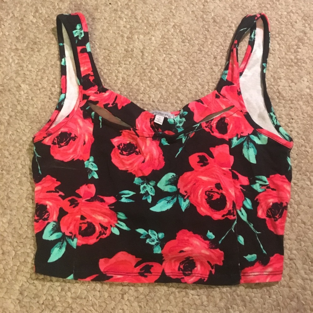 Red rose crop/tank top