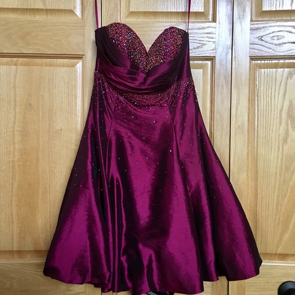 Young Women's Maroon Beaded Dance Dress