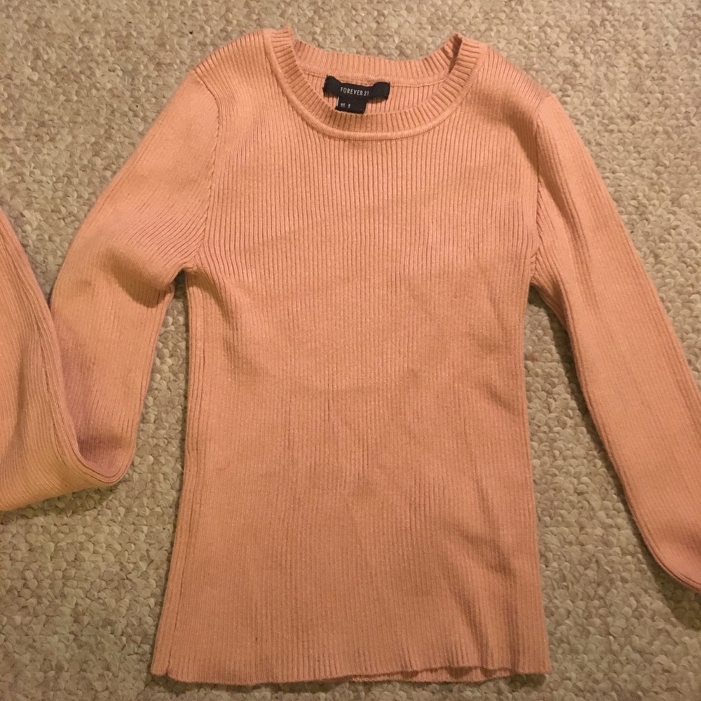Tight (slight crop) dark peach long sleeve shirt