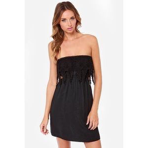 Crochet Strapless Black Dress