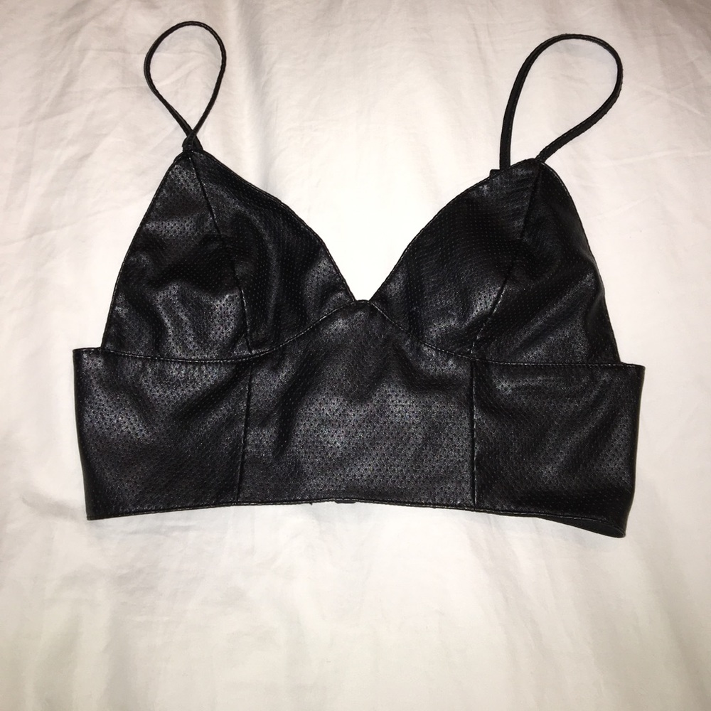 Black leather bra/ crop top