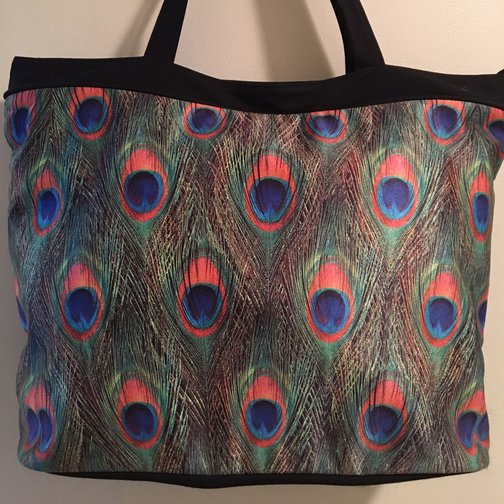 Peacock Print Tote w Matching Brella