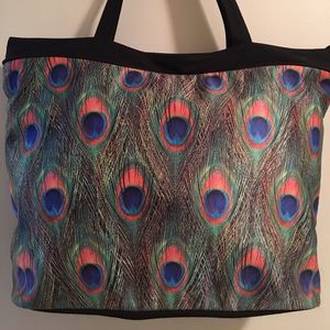 Peacock Print Tote w Matching Brella