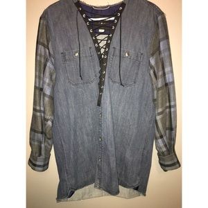 Flannel, Lace-Up Top