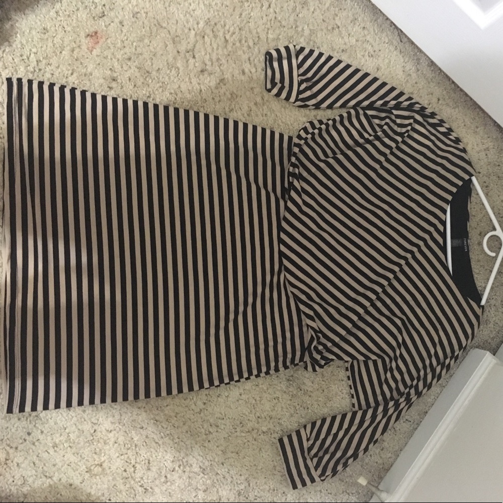 Stripped loose top bodycon bottom dress