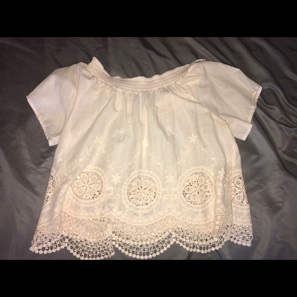 Baby pink Off the shoulder lace top