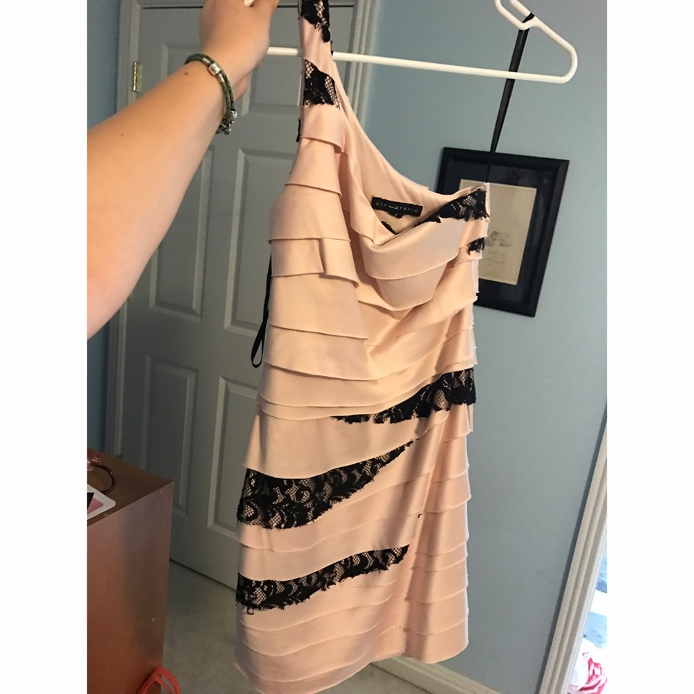 Pink Lace Peek-A-Boo Wrap Dress