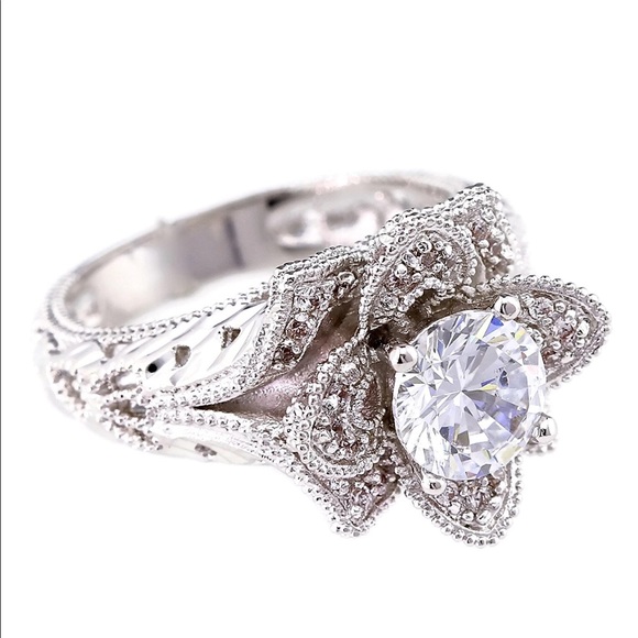 Rose Flower Engagement Ring main image 5