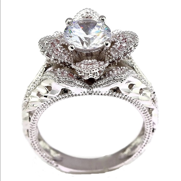 Rose Flower Engagement Ring main image 7