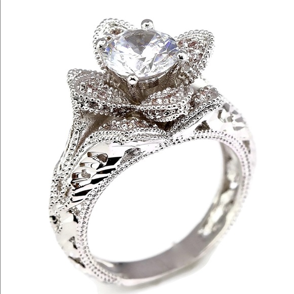 Rose Flower Engagement Ring main image 8