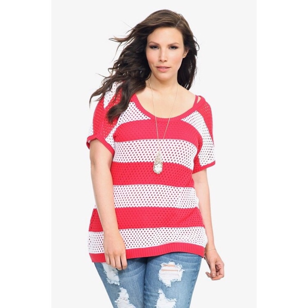 torrid 2X Open Knit Pullover Tee