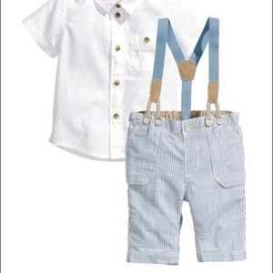 H&M Short sleeve Shirt with shorts and Suspenders