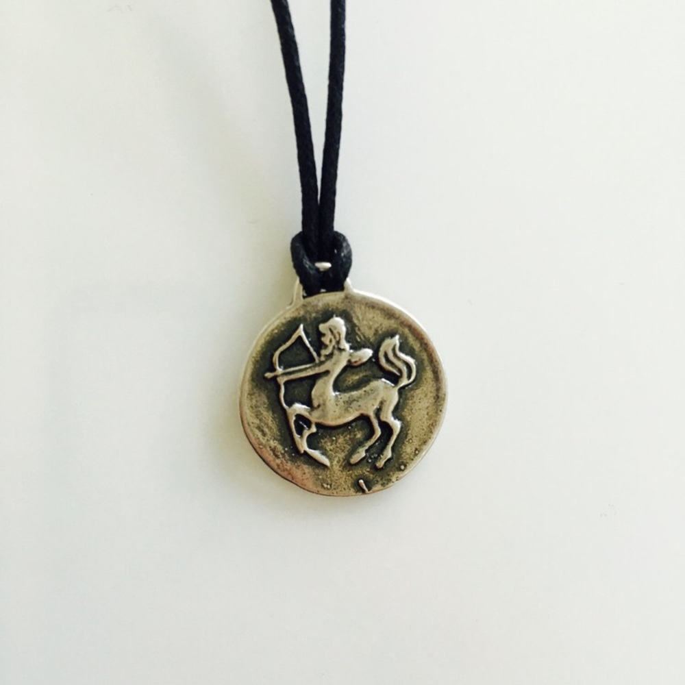 Sagittarius necklace / choker with leather strap