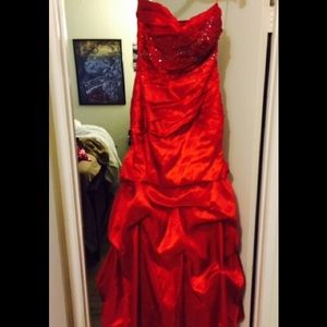Ruby Red Strapless prom dress