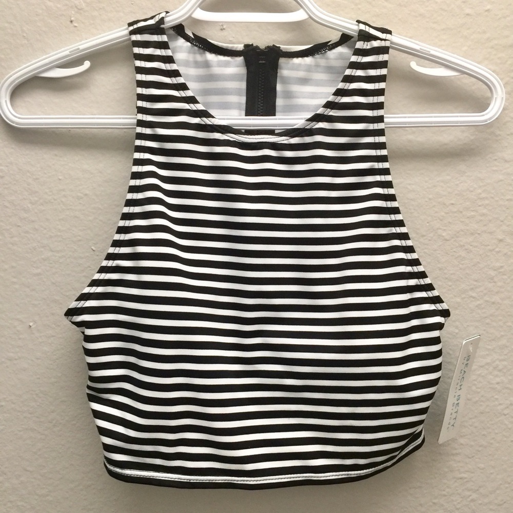 Slimming Control Striped High Neck Bikini Swim Top