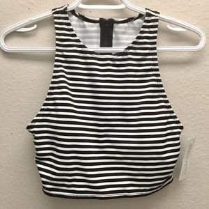 Slimming Control Striped High Neck Bikini Swim Top