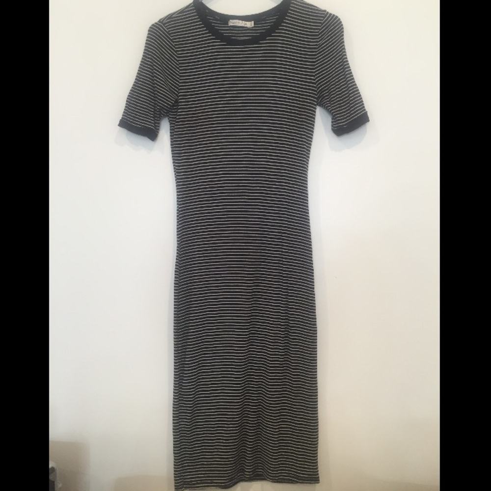 Black and White striped Maxi Dress