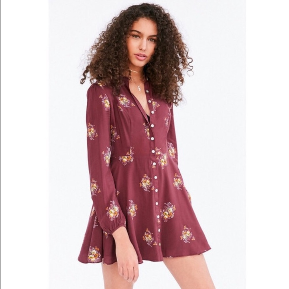 KimchiBlue Sabrina floral long sleeve shirt dress