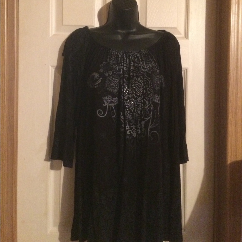 Black dressy rhinestone shirt