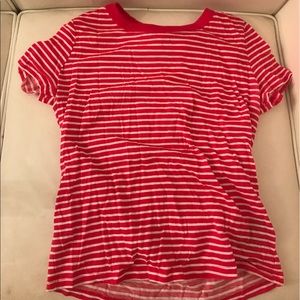 ❌SOLD❌ res and white striped crop top