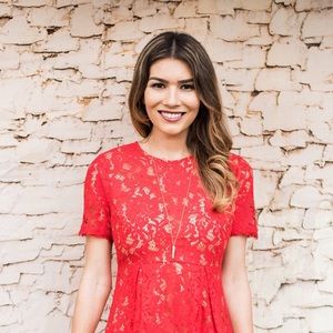 Lush Red Lace Dress- with nude lining