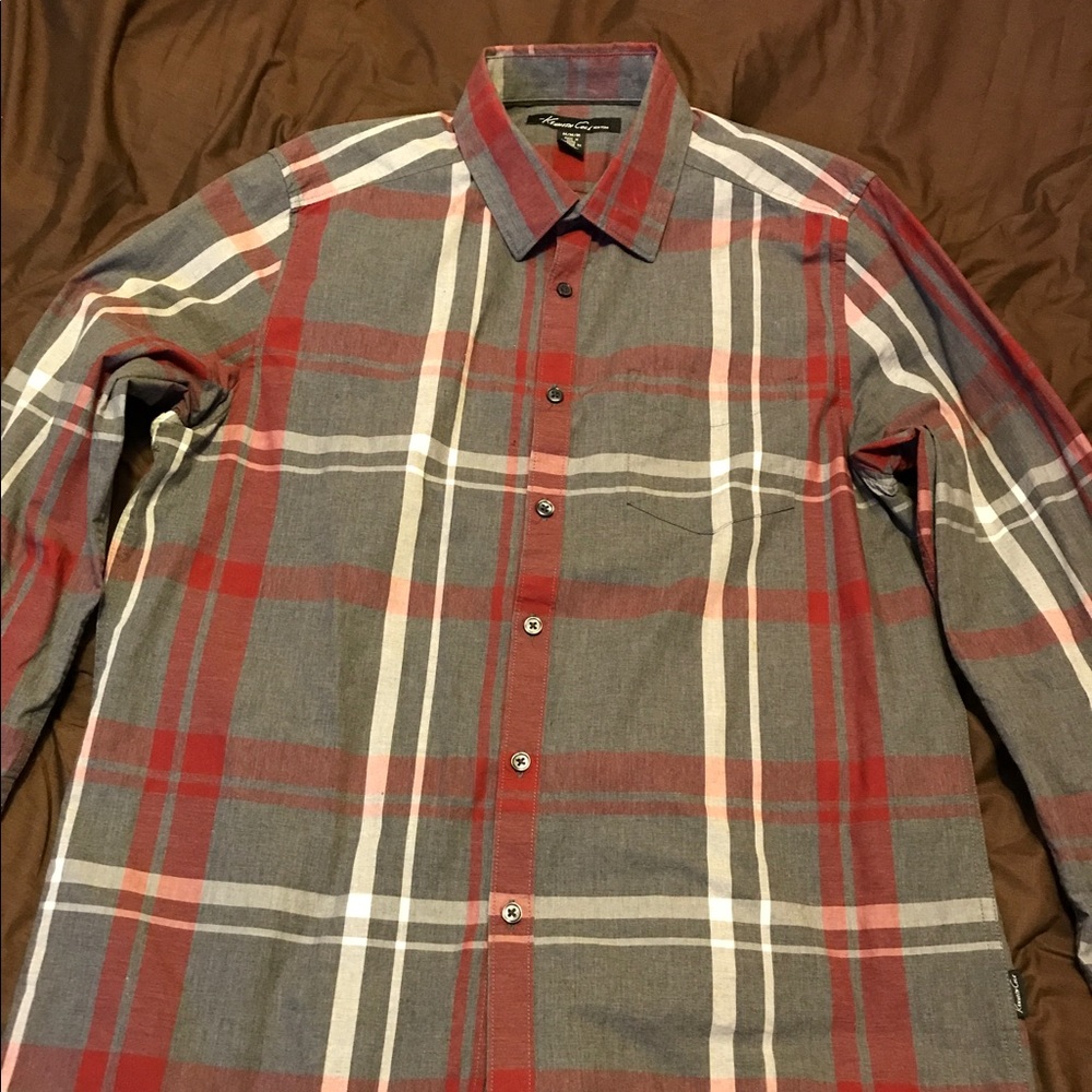 Kenneth Cole Reaction red plaid shirt