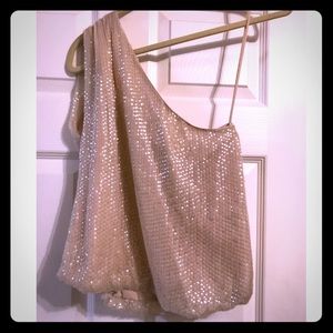 Alice and Olivia asymmetrical sequin top