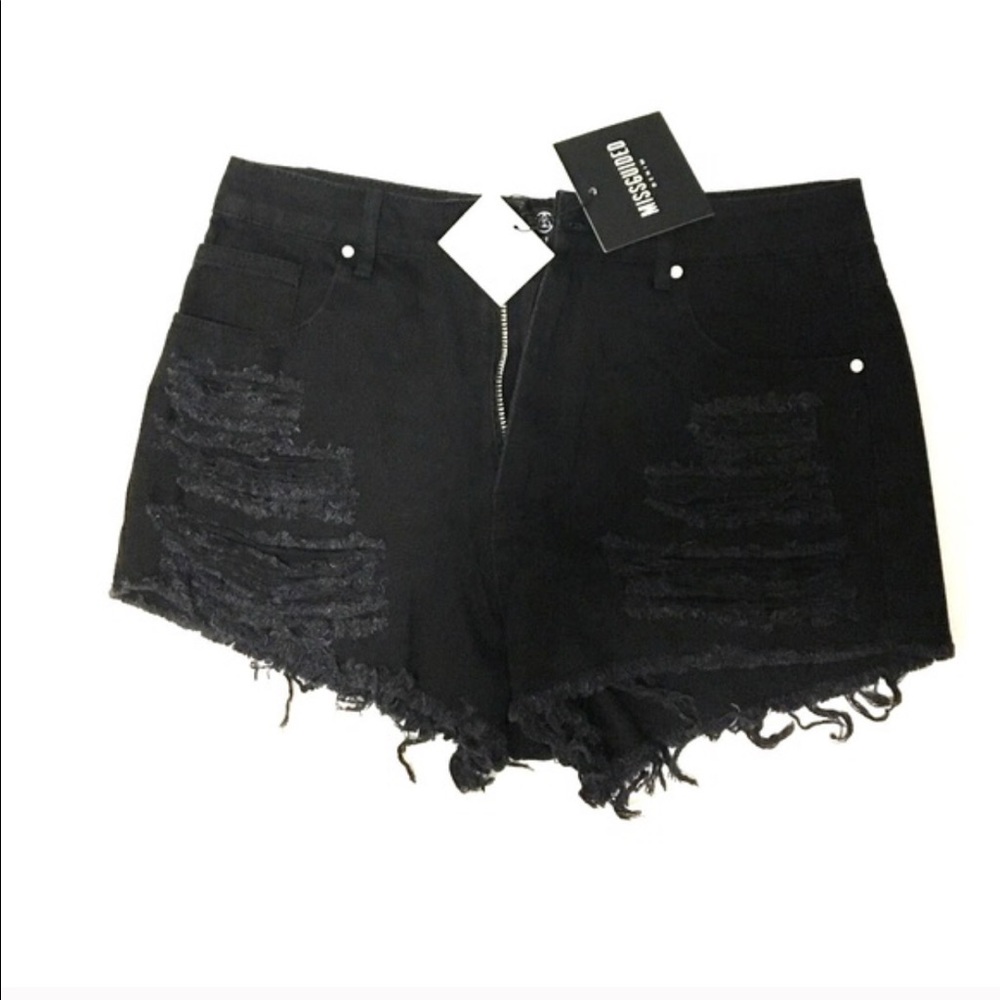 Misguided Black High Waisted Shorts