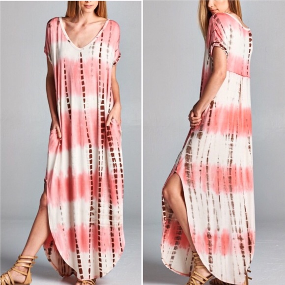 Molly Dolly Dresses & Skirts - 🖤LAST🖤 Oversized Boho Maxi Dress Tie Dye Pink