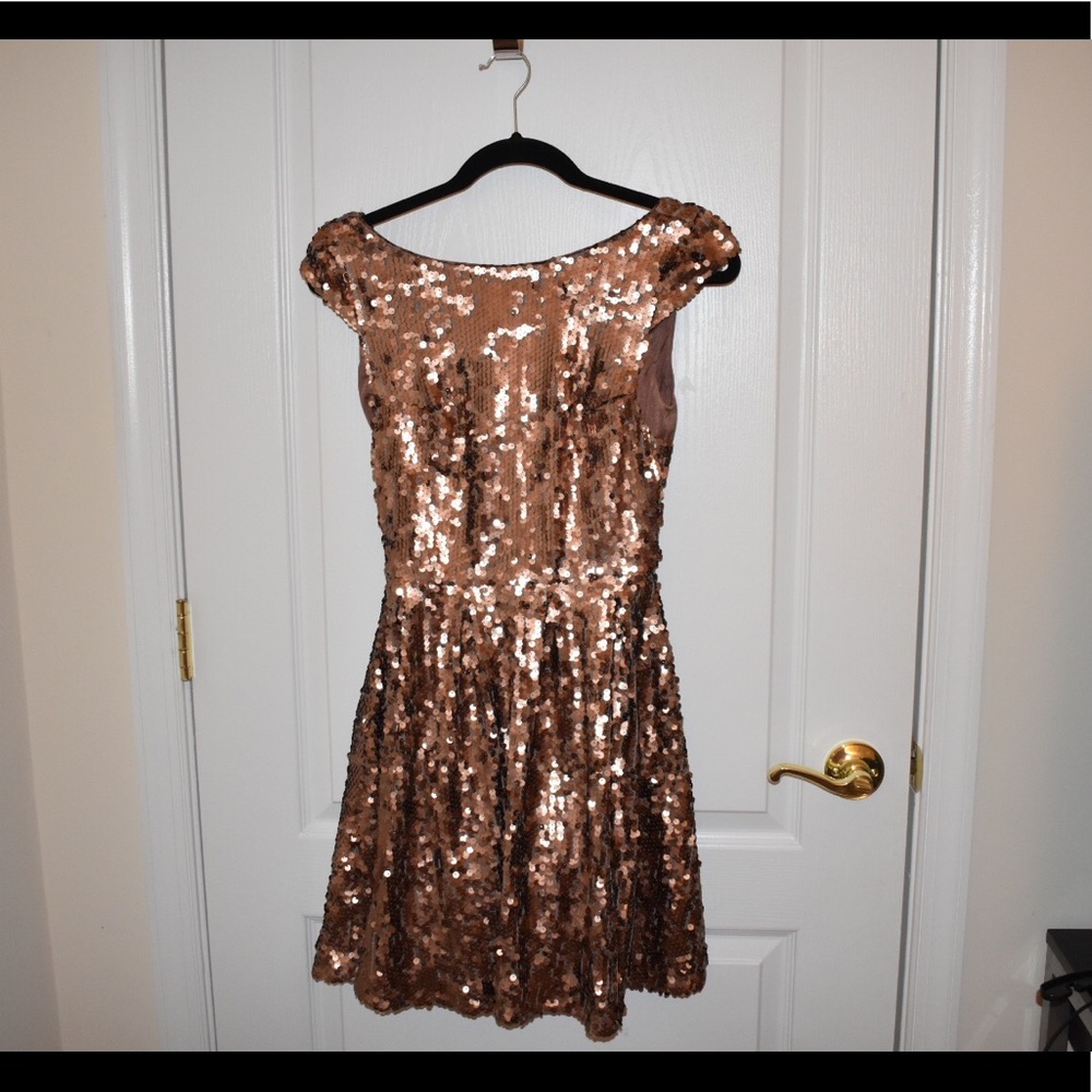 Bebe Short Gold Sequin Dress