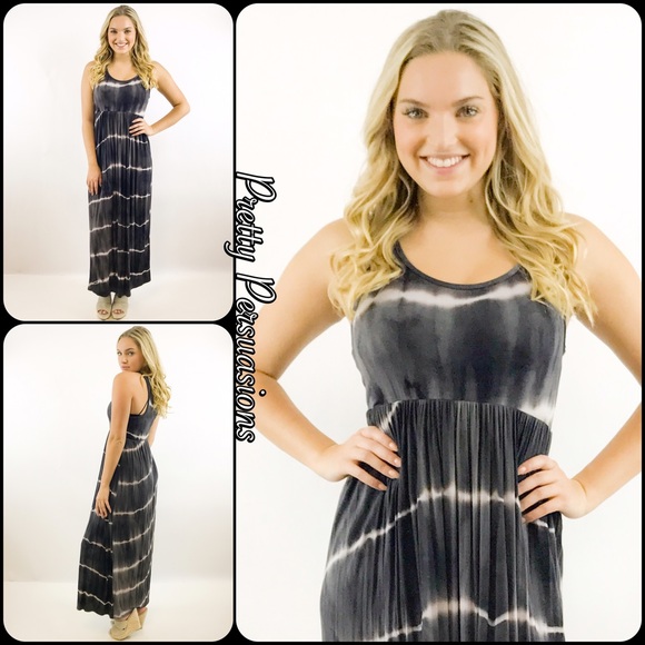 NWT Charcoal Gray Tie-Dyed Maxi Dress - Picture 4 of 4