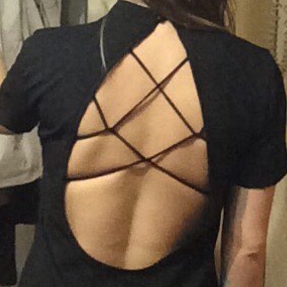 Black open back shirt - Picture 2 of 4