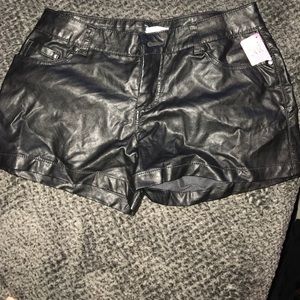 Black leather shorts