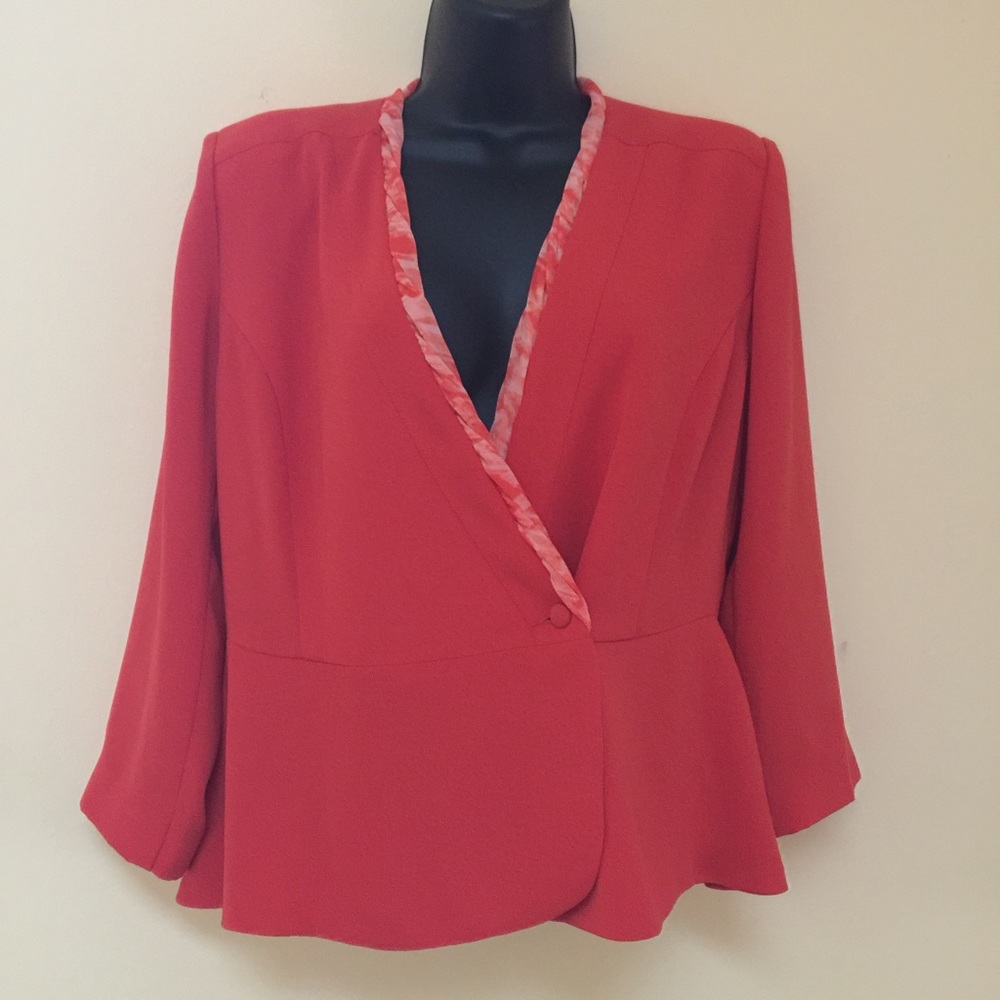 CABI "Jane" Peplum Jacket in Grenadine Orange