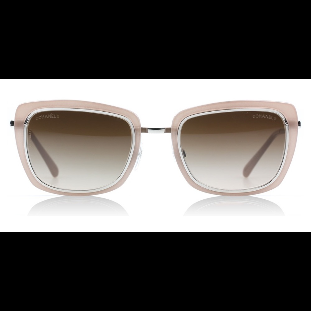 Chanel  beige and silver sunglasses