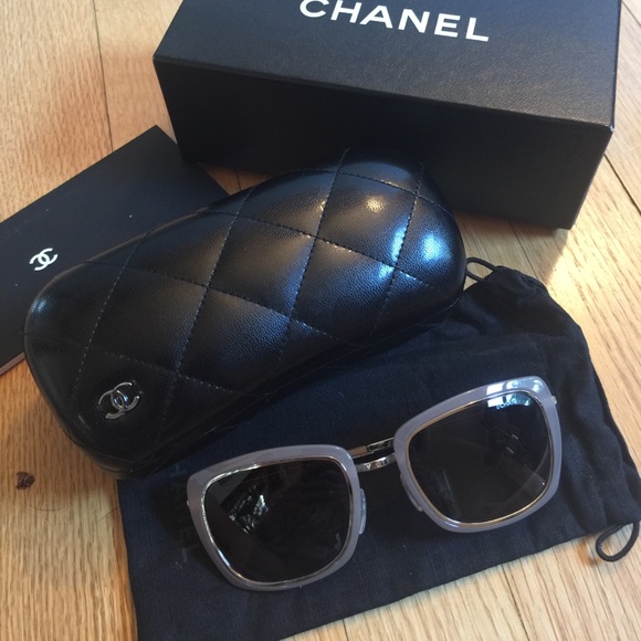 Chanel  beige and silver sunglasses main image 5
