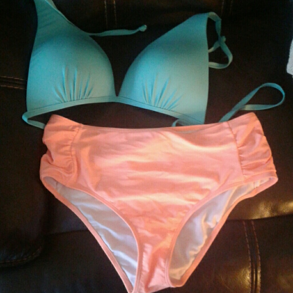 Bikini- Coral and aqua
