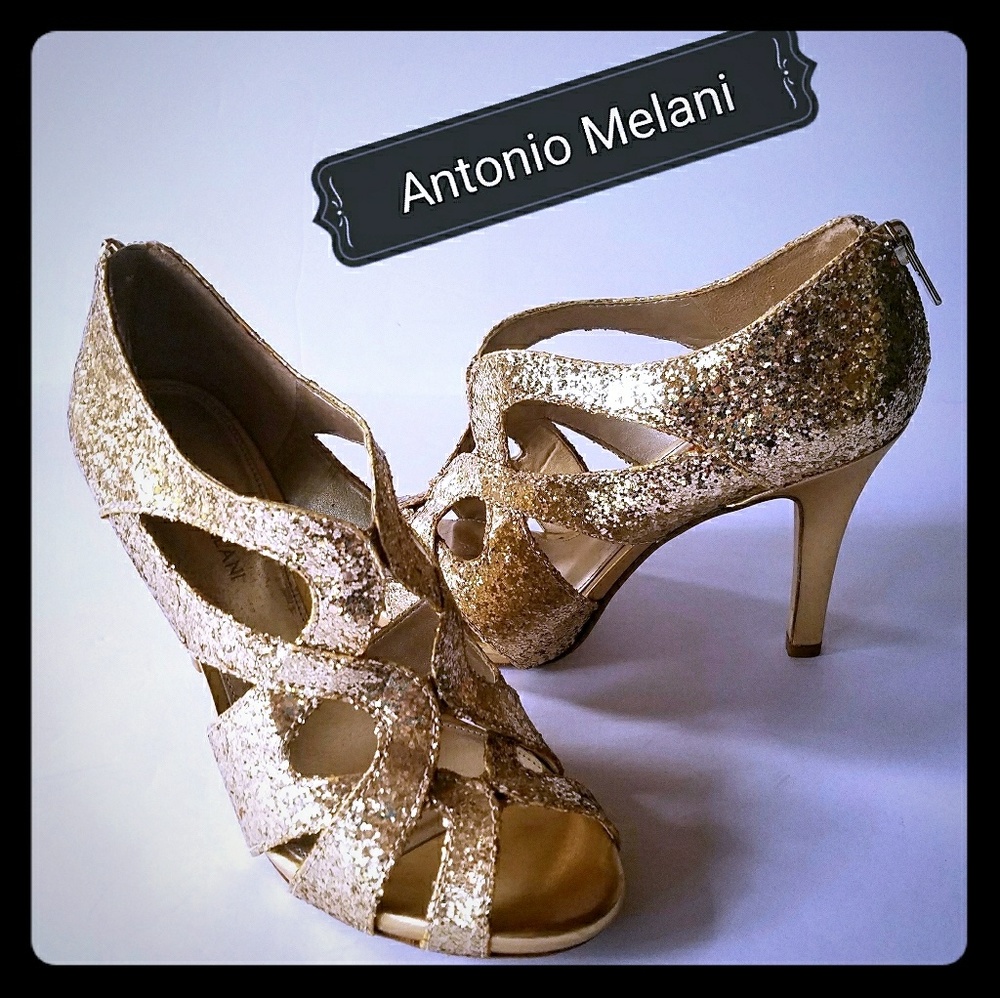 Gold Sparkle Heels by Antonio melani