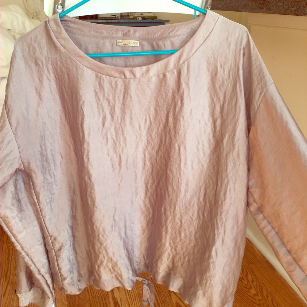 Gray Shimmery Zara Blouse Size M (NWOT)