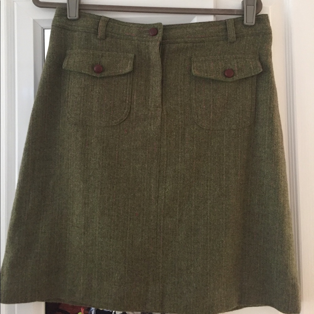 Lilly Pulitzer wool olive green and pink skirt
