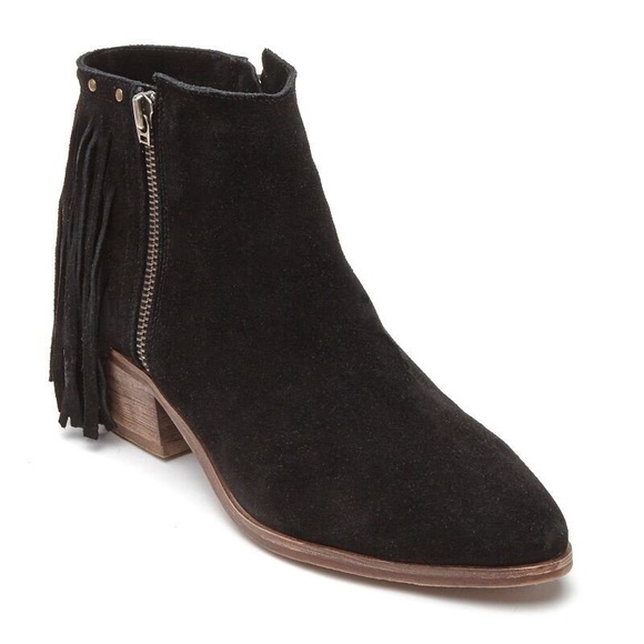 NIB Black Cascading Fringe Western Bootie - Picture 2 of 8