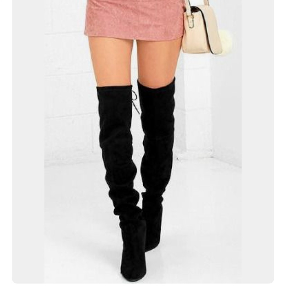 Thigh high suede boots