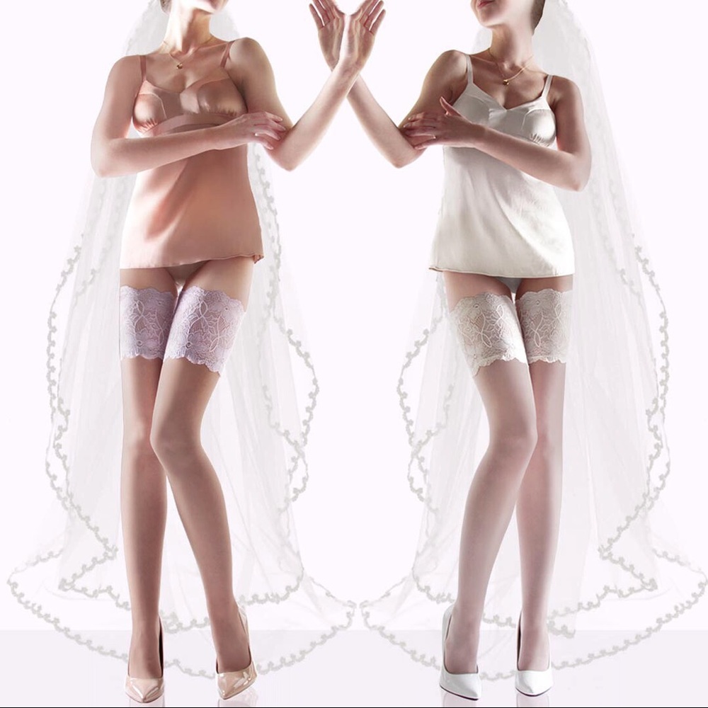 Bridal hosiery, stockings and thigh highs
