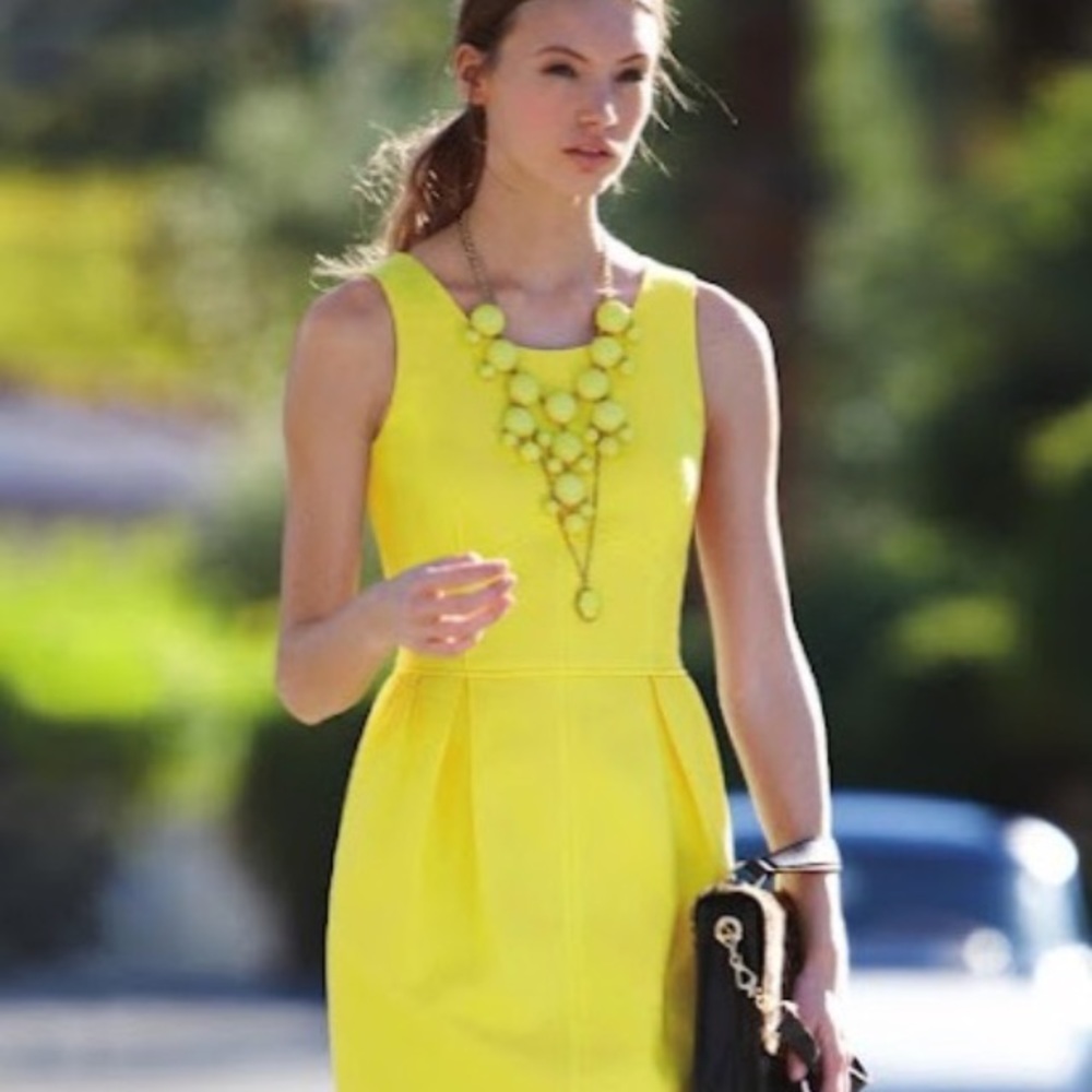J. Crew Collection Lemon Yellow Basket Weave Dress