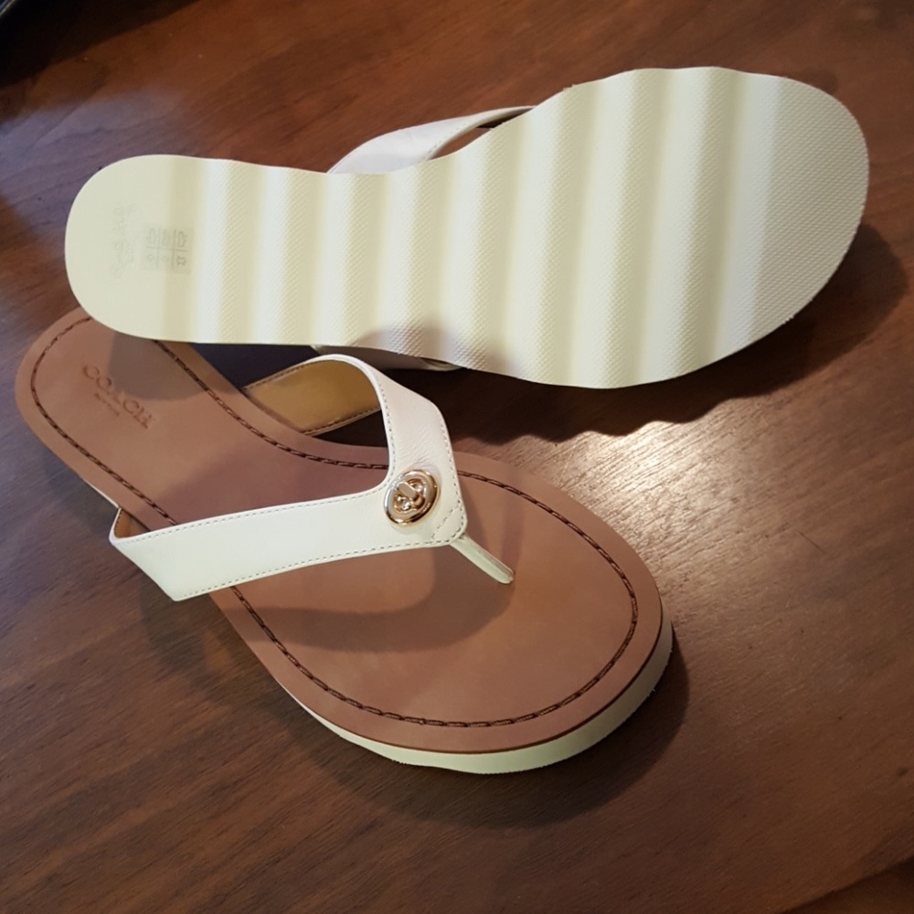 Coach leather flip flops