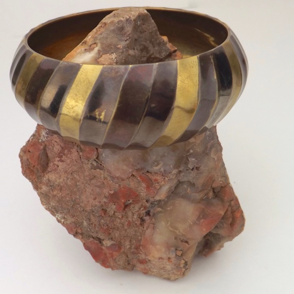 vintage chunky brass bangle bracelet great patina