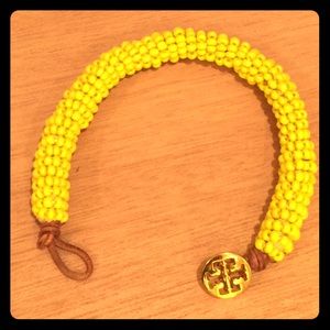 Yellow Tory Burch beaded bracelet