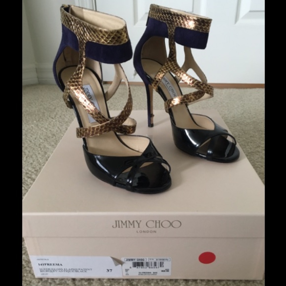 Jimmy Choo Freesia Sandal patent , Suede, snake 37